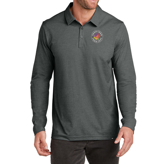 TravisMathew Custom Embroidered Oceanside Heather Long Sleeve Polo - TM1MZ343