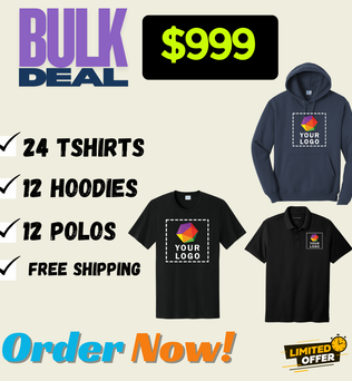BULK DEAL | 24 TSHIRTS | 12 HOODIES | 12 POLOS | $999 ONLY