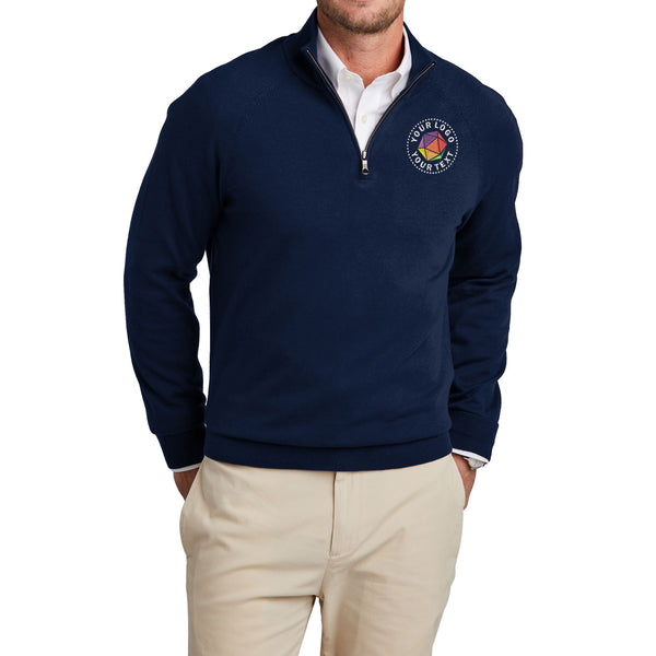 Brooks Brothers® Custom Embroidered Cotton Stretch 1/4-Zip Sweater - BB18402