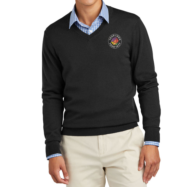 Brooks Brothers® Custom Embroidered Washable Merino V-Neck Sweater - BB18410