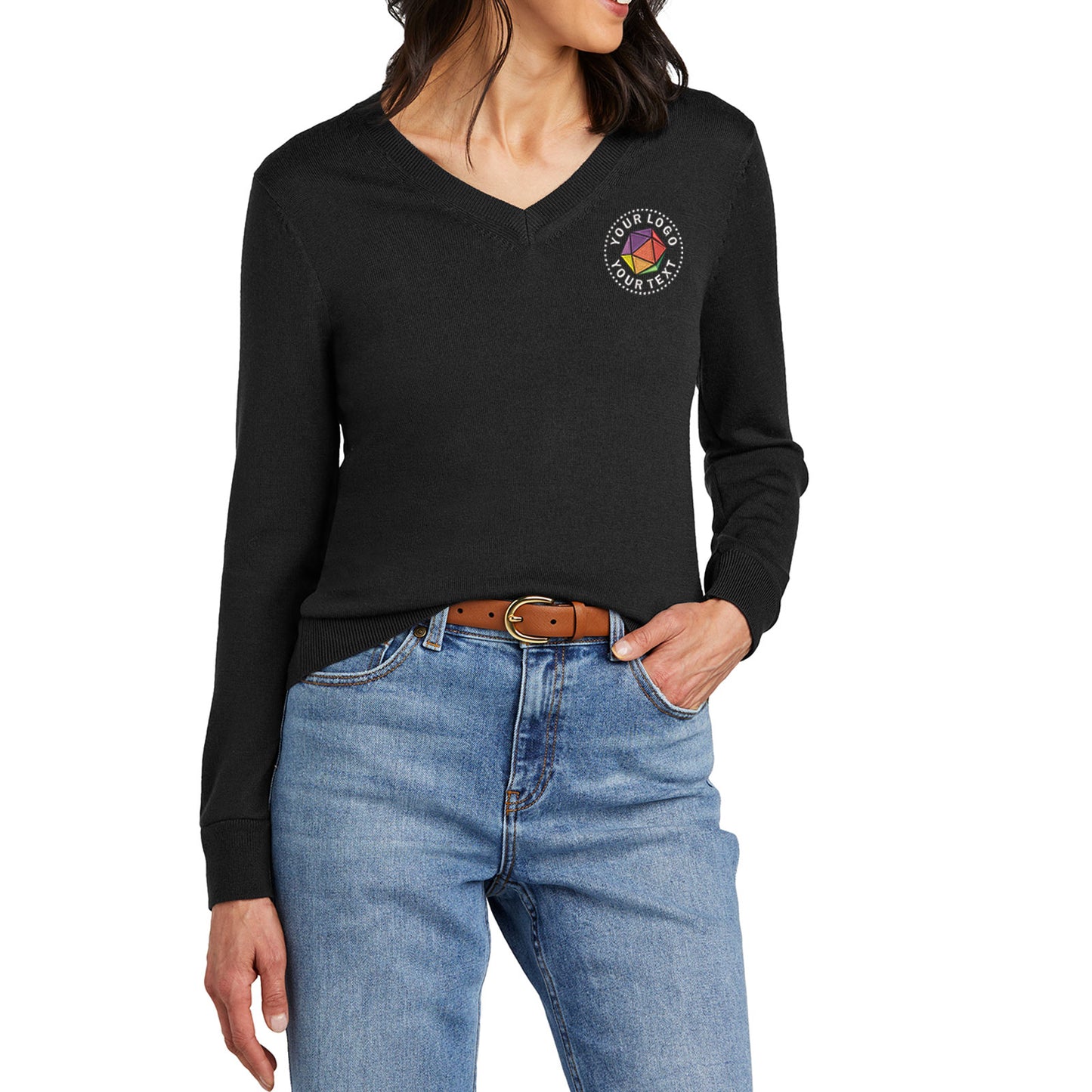 Brooks Brothers® Custom Embroidered Women’s Washable Merino V-Neck Sweater - BB18411