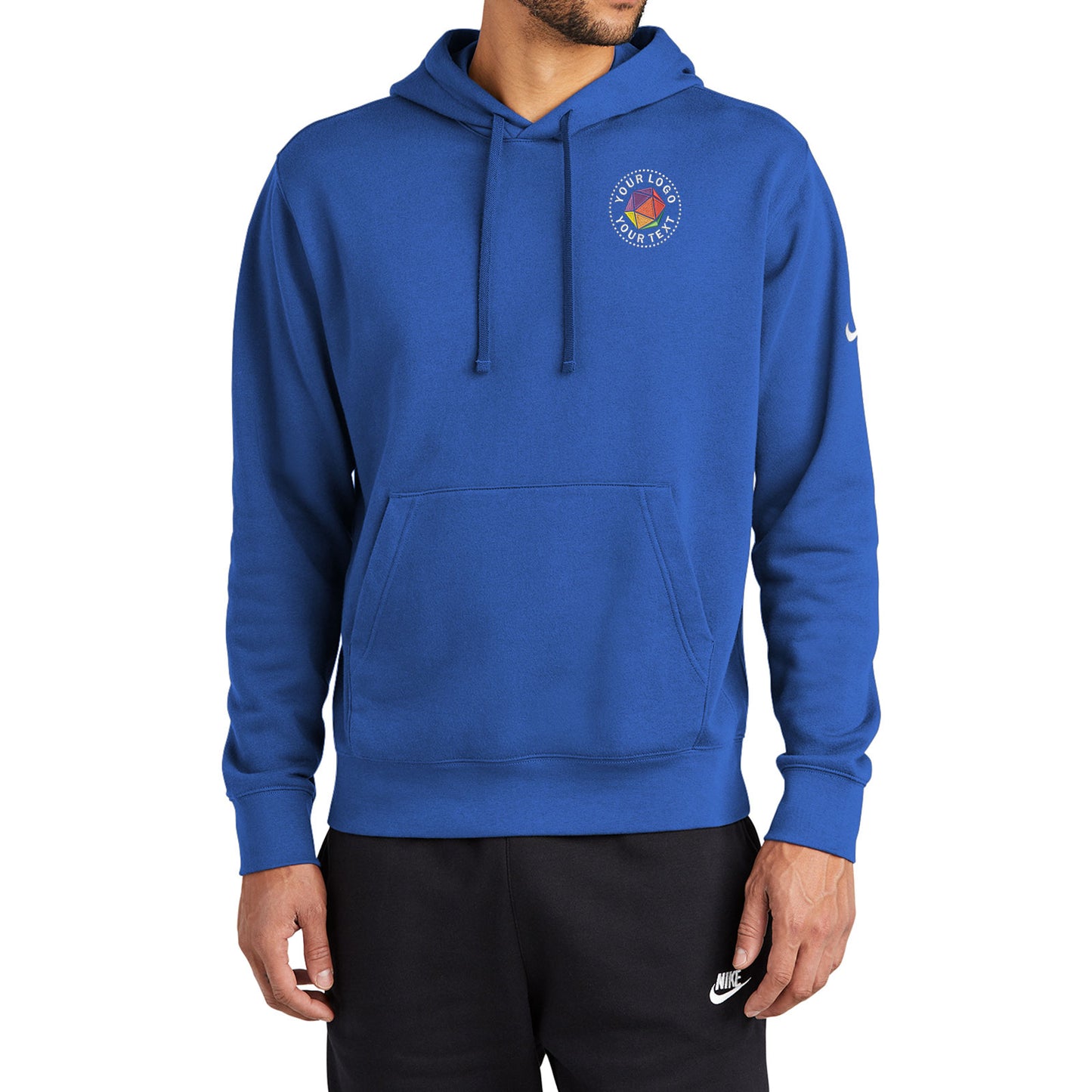Nike Custom Embroidered Club Fleece Sleeve Swoosh Pullover Hoodie - NKDR1499