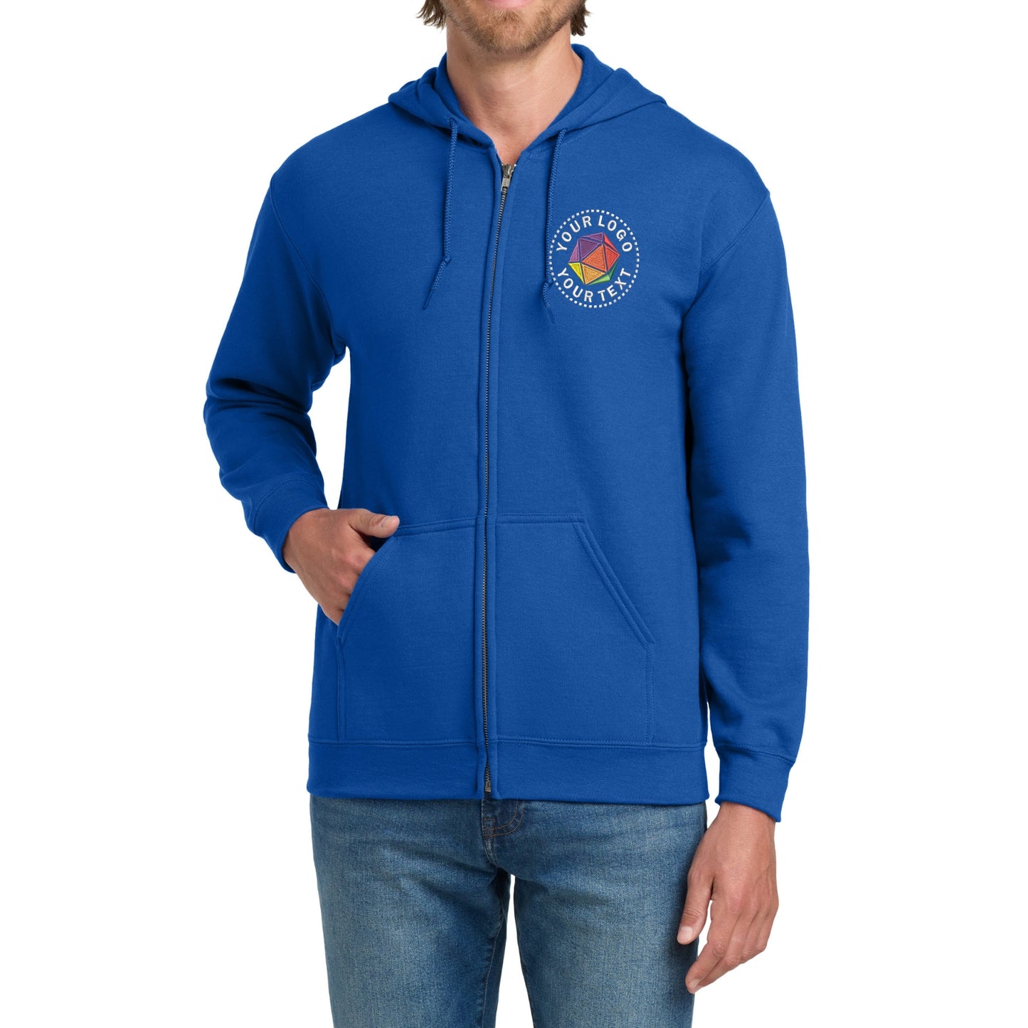 Gildan® Custom Embroidered Heavy Blend™ Full-Zip Hooded Sweatshirt - 18600