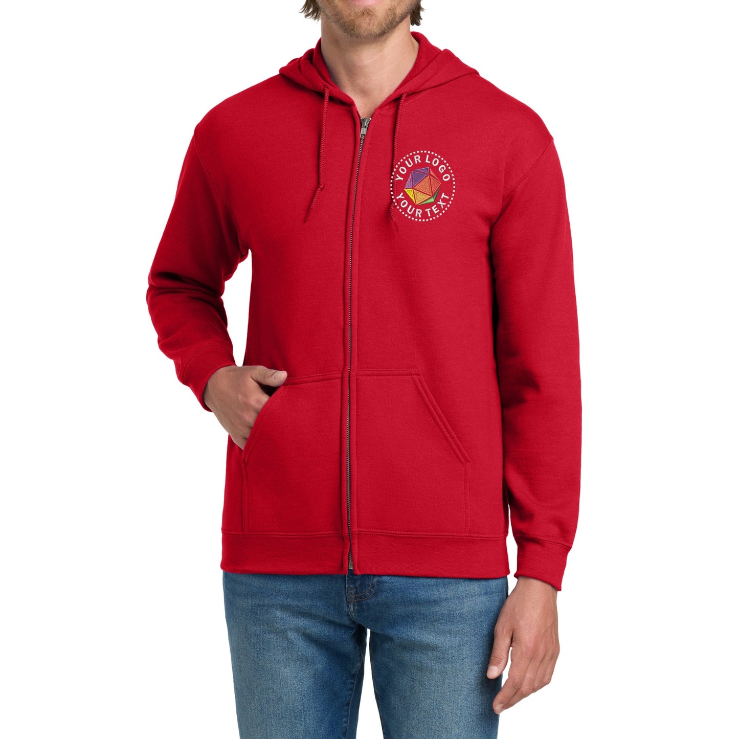 Gildan® Custom Embroidered Heavy Blend™ Full-Zip Hooded Sweatshirt - 18600