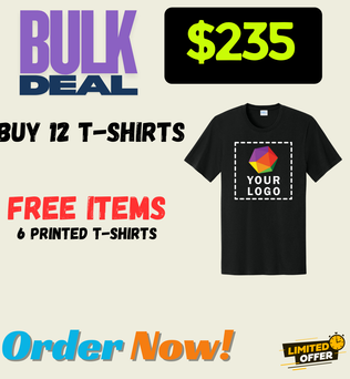 FREE DEAL | BUY 12 -TSHIRTS | GET 6 T-SHIRTS FREE | $235 ONLY