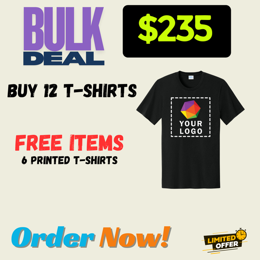 FREE DEAL | BUY 12 -TSHIRTS | GET 6 T-SHIRTS FREE | $235 ONLY