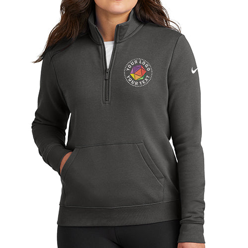 Nike Women's Custom Embroidered Club Fleece Sleeve Swoosh 1/2-Zip - NKDX6720