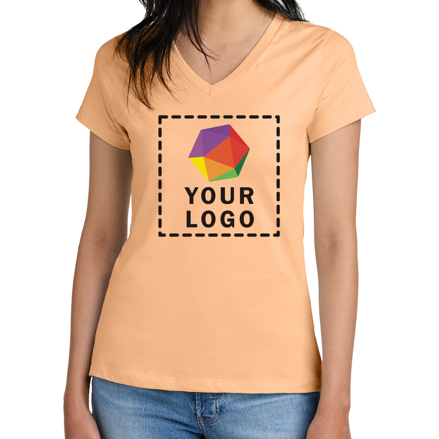 District® Custom Printed Women’s Perfect Weight ® V-Neck Tee - DM1170L