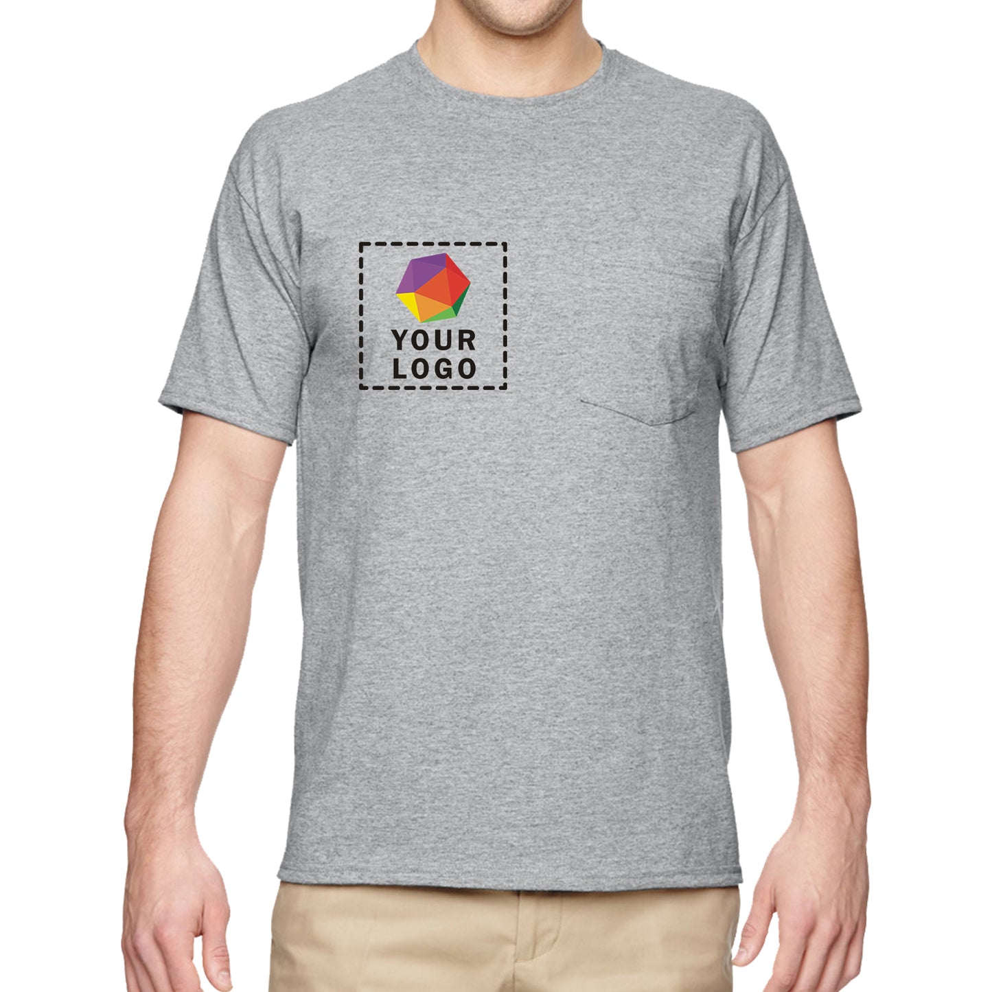 Jerzees® Dri-Power® 50/50 Cotton/Poly Custom Printed Pocket T-Shirt. 29MP