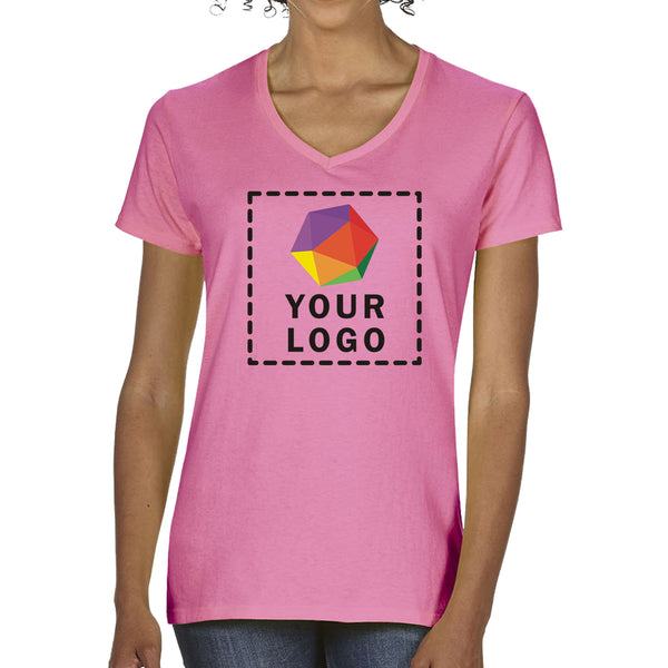 Gildan Custom Printed Ladies' Heavy Cotton™ V-Neck T-Shirt - 5V00L