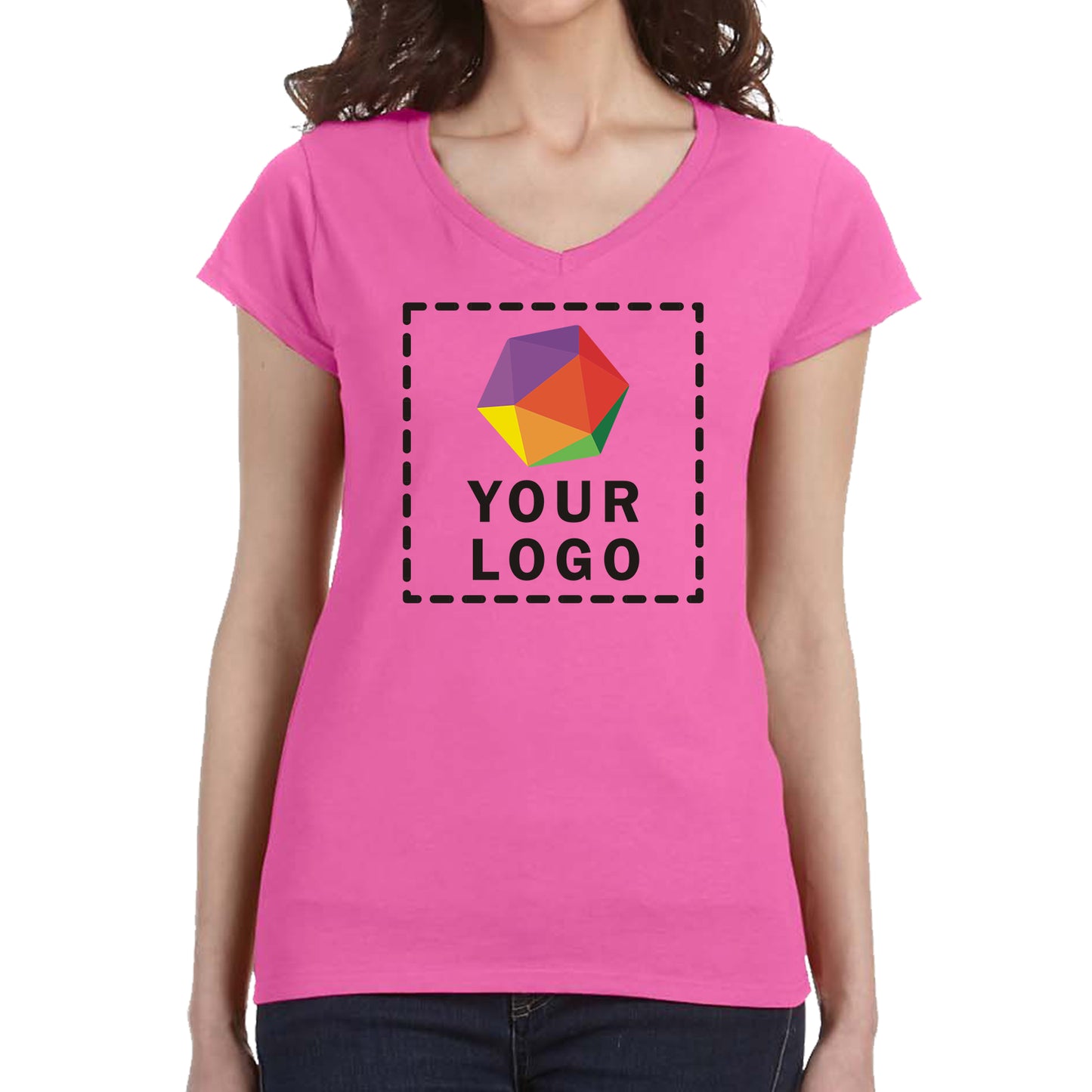 Gildan Custom Printed Ladies' SoftStyle® Fitted V-Neck T-Shirt - 64V00L