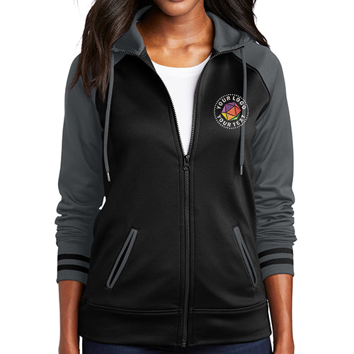 Sport-Tek® Women's Sport-Wick® Custom Embroidered Varsity Fleece Full-Zip Hooded Jacket - LST236