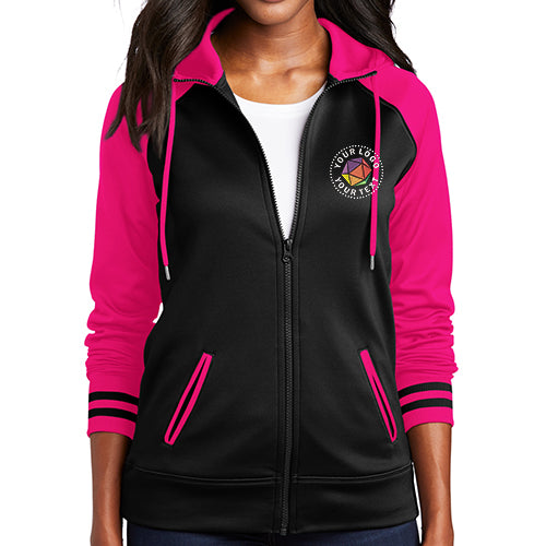 Sport-Tek® Women's Sport-Wick® Custom Embroidered Varsity Fleece Full-Zip Hooded Jacket - LST236