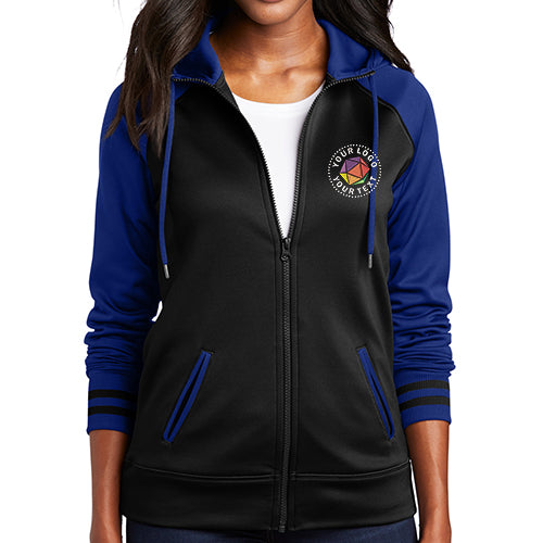 Sport-Tek® Women's Sport-Wick® Custom Embroidered Varsity Fleece Full-Zip Hooded Jacket - LST236