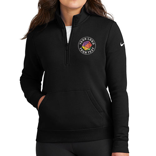 Nike Women's Custom Embroidered Club Fleece Sleeve Swoosh 1/2-Zip - NKDX6720