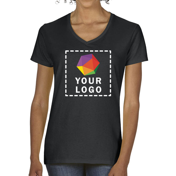 Gildan Custom Printed Ladies' Heavy Cotton™ V-Neck T-Shirt - 5V00L