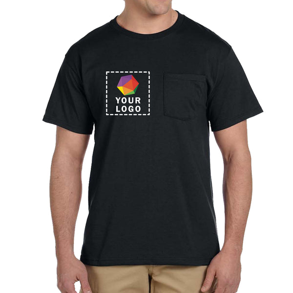 Jerzees® Dri-Power® 50/50 Cotton/Poly Custom Printed Pocket T-Shirt. 29MP