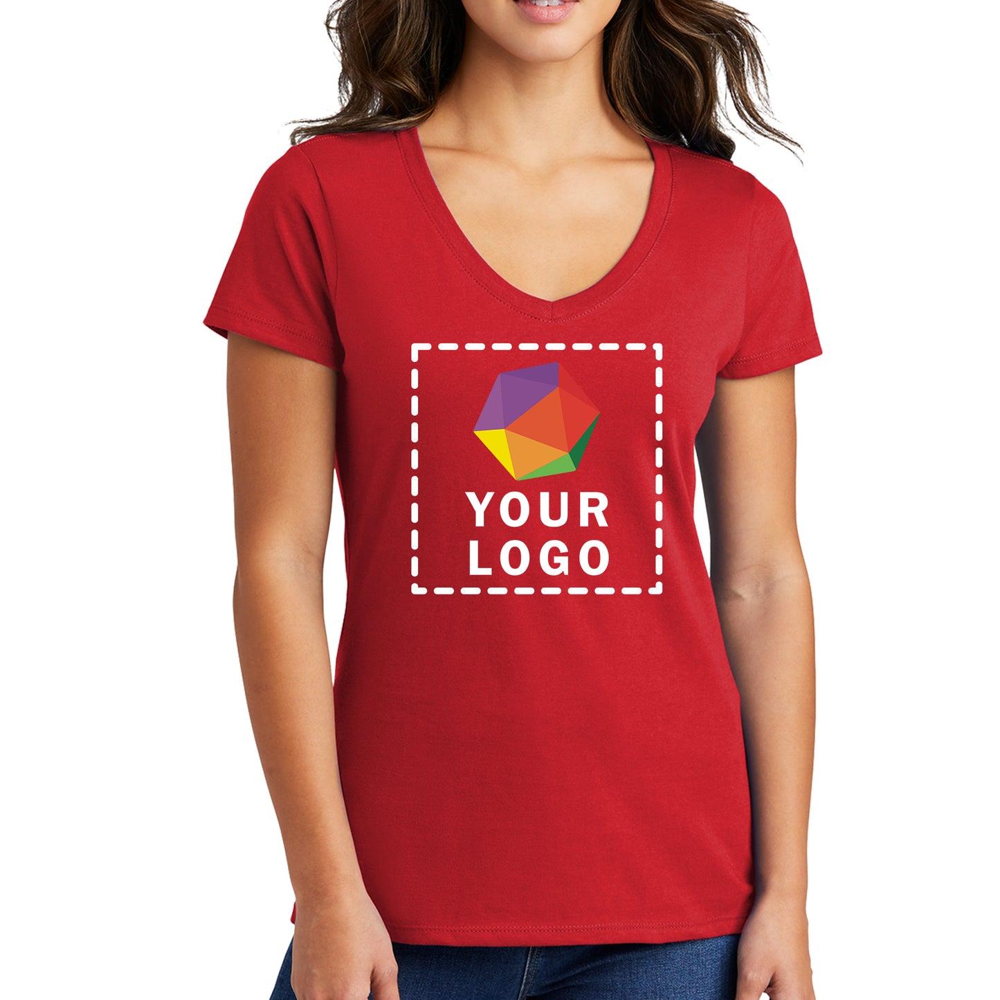 Port & Company® Custom Printed Women's Fan Favorite™ V-Neck Tee - LPC450V