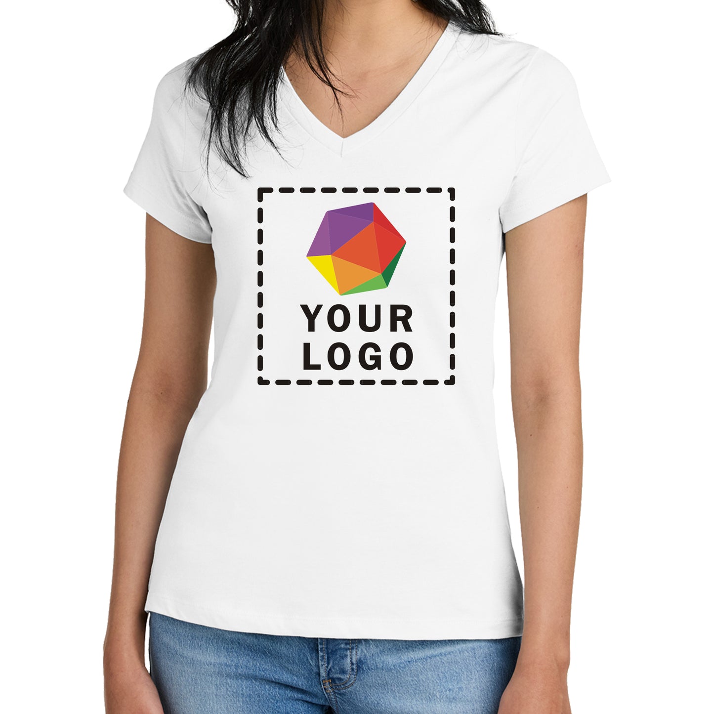 District® Custom Printed Women’s Perfect Weight ® V-Neck Tee - DM1170L