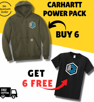 6 Carhartt Embroidered Hoodies + 6 Free Printed T-shirts