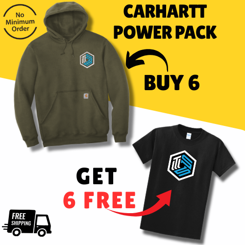 6 Carhartt Embroidered Hoodies + 6 Free Printed T-shirts