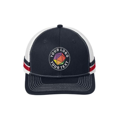 Port Authority ® Custom Embroidered Two-Stripe Snapback Trucker Cap - C113