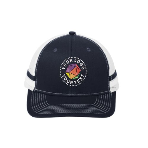 Port Authority ® Custom Embroidered Two-Stripe Snapback Trucker Cap - C113