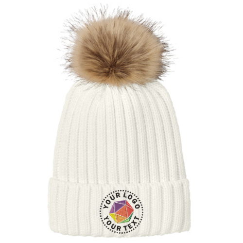 Port Authority® Custom Embroidered Faux Fur Pom Beanie - C990