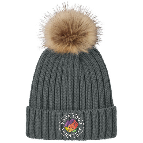 Port Authority® Custom Embroidered Faux Fur Pom Beanie - C990