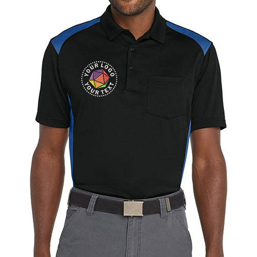 CornerStone® Custom Embroidered Select Snag-Proof Two Way Colorblock Pocket Polo - CS416