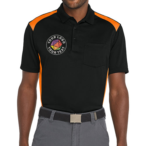 CornerStone® Custom Embroidered Select Snag-Proof Two Way Colorblock Pocket Polo - CS416