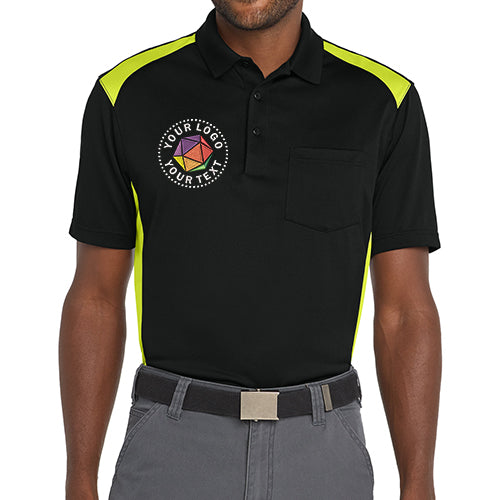 CornerStone® Custom Embroidered Select Snag-Proof Two Way Colorblock Pocket Polo - CS416
