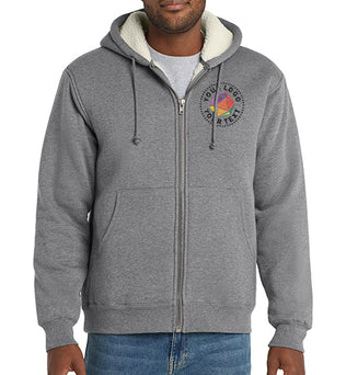 CornerStone® Custom Embroidered Heavyweight Sherpa-Lined Hooded Fleece Jacket - CS625
