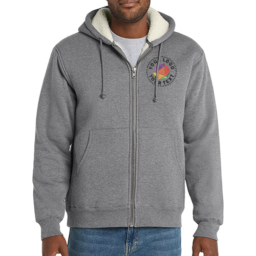 CornerStone® Custom Embroidered Heavyweight Sherpa-Lined Hooded Fleece Jacket - CS625