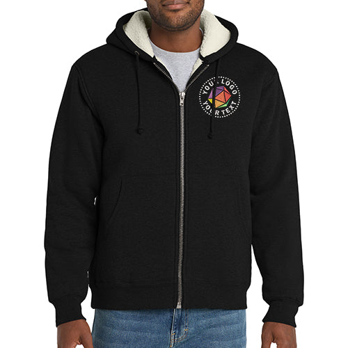 CornerStone® Custom Embroidered Heavyweight Sherpa-Lined Hooded Fleece Jacket - CS625