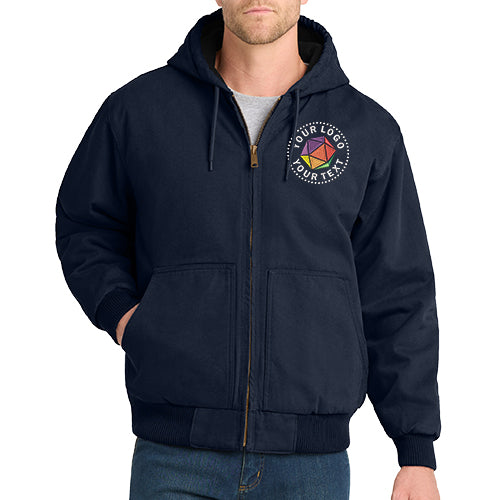 CornerStone® Custom Embroidered Washed Duck Cloth Insulated Hooded Work Jacket - CSJ41