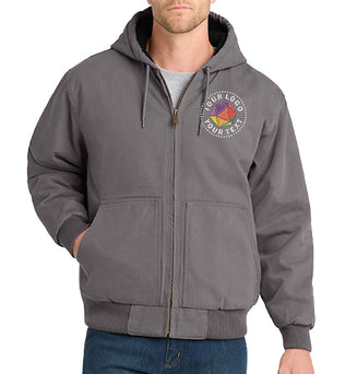 CornerStone® Custom Embroidered Washed Duck Cloth Insulated Hooded Work Jacket - CSJ41