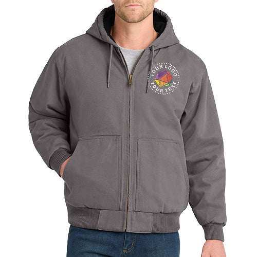 CornerStone® Custom Embroidered Washed Duck Cloth Insulated Hooded Work Jacket - CSJ41