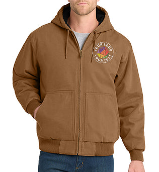 CornerStone® Custom Embroidered Washed Duck Cloth Insulated Hooded Work Jacket - CSJ41