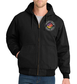 CornerStone® Custom Embroidered Washed Duck Cloth Insulated Hooded Work Jacket - CSJ41