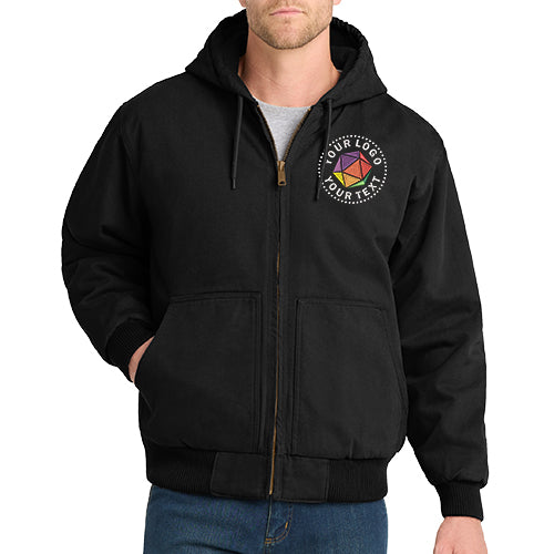 CornerStone® Custom Embroidered Washed Duck Cloth Insulated Hooded Work Jacket - CSJ41