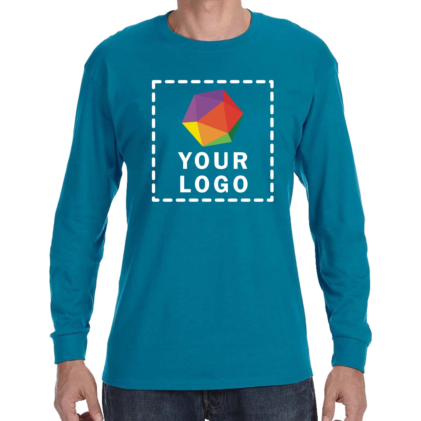 Jerzees® Dri-Power® 50/50 Cotton/Poly Custom Printed Long Sleeve T-Shirt. 29LS