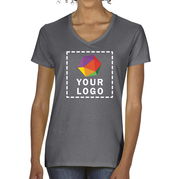 Gildan Custom Printed Ladies' Heavy Cotton™ V-Neck T-Shirt - 5V00L