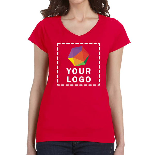 Gildan Custom Printed Ladies' SoftStyle® Fitted V-Neck T-Shirt - 64V00L