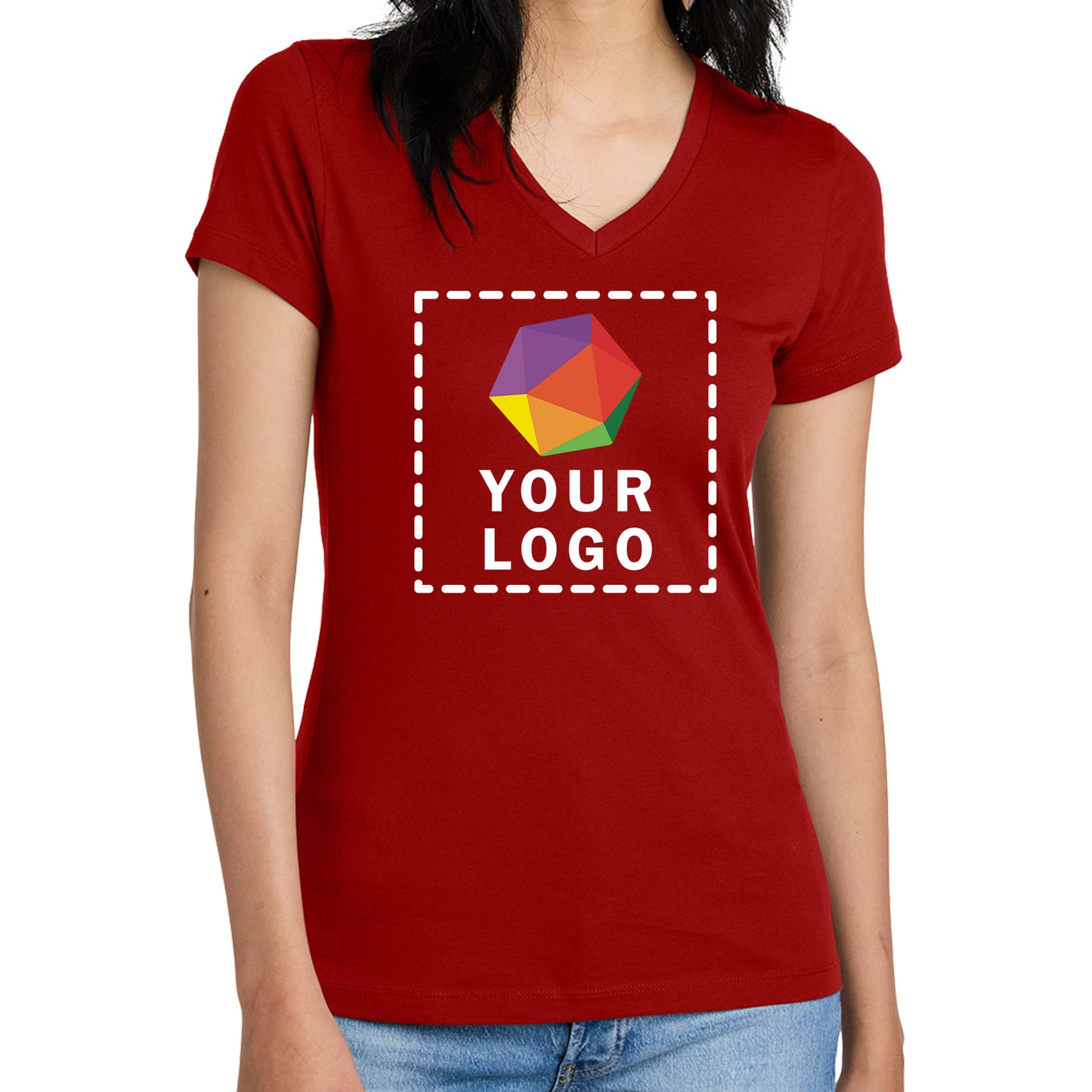 District® Custom Printed Women’s Perfect Weight ® V-Neck Tee - DM1170L