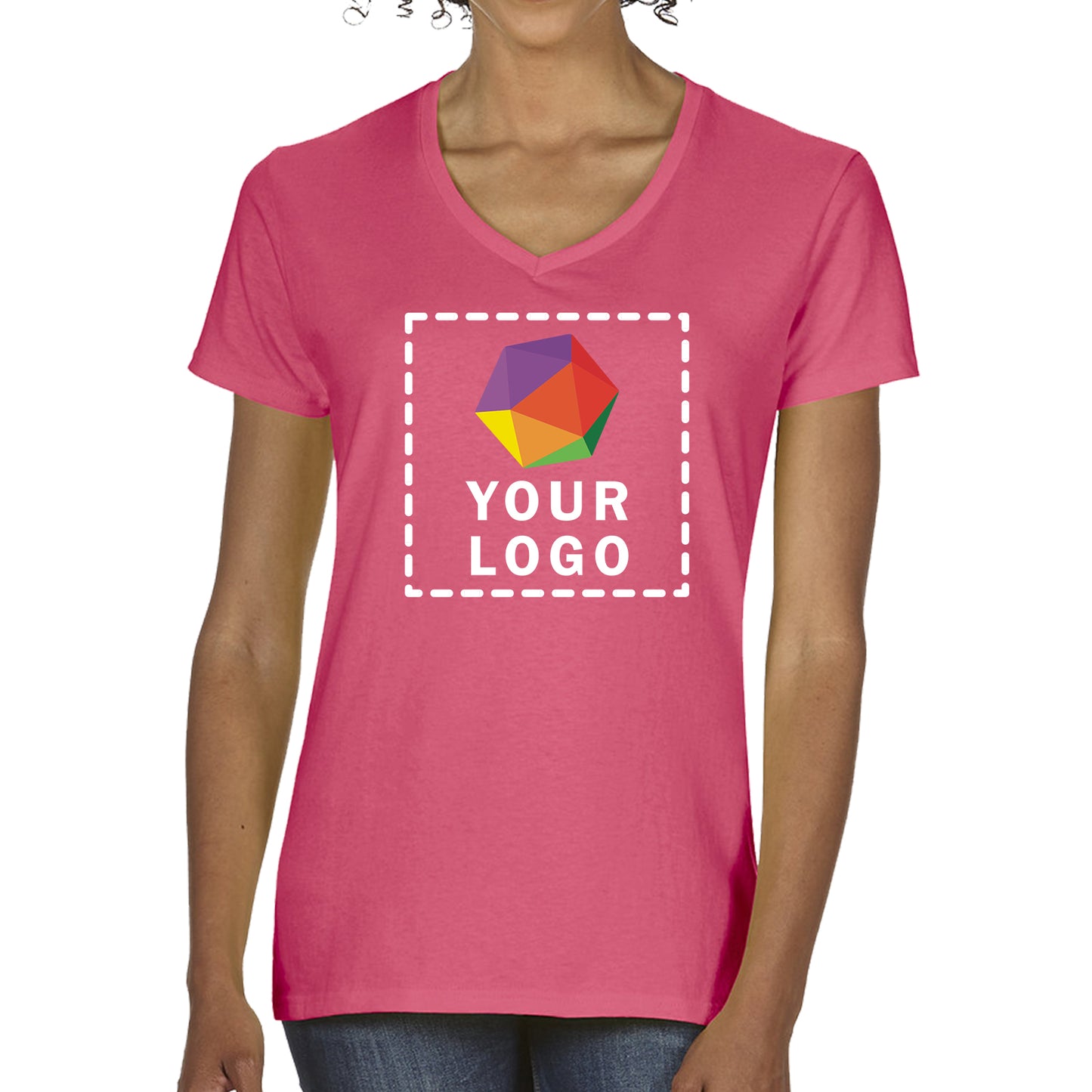 Gildan Custom Printed Ladies' Heavy Cotton™ V-Neck T-Shirt - 5V00L