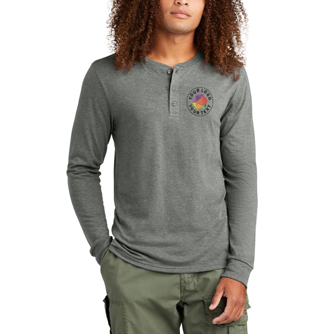 District® Perfect Tri® Custom Embbroidered Long Sleeve Henley T-Shirt - DT145