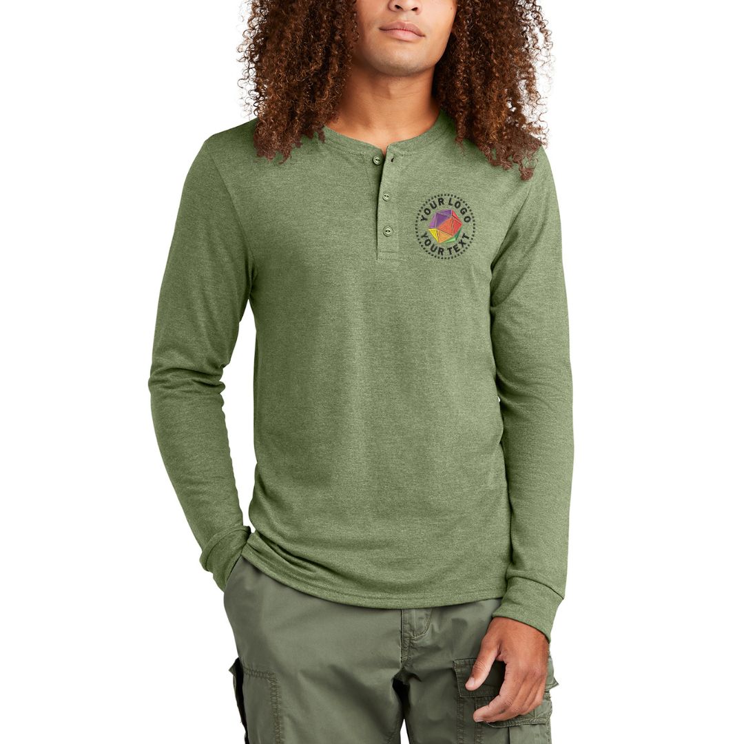 District® Perfect Tri® Custom Embbroidered Long Sleeve Henley T-Shirt - DT145