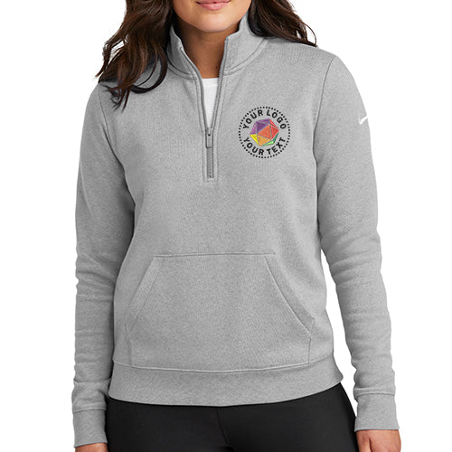 Nike Women's Custom Embroidered Club Fleece Sleeve Swoosh 1/2-Zip - NKDX6720