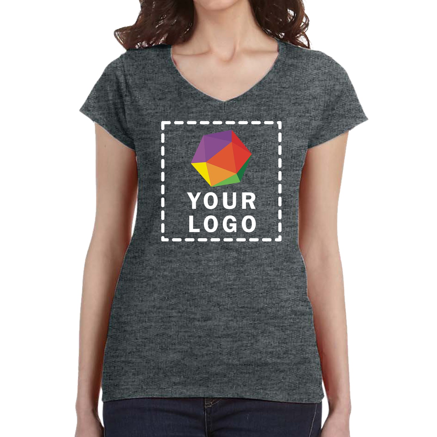 Gildan Custom Printed Ladies' SoftStyle® Fitted V-Neck T-Shirt - 64V00L